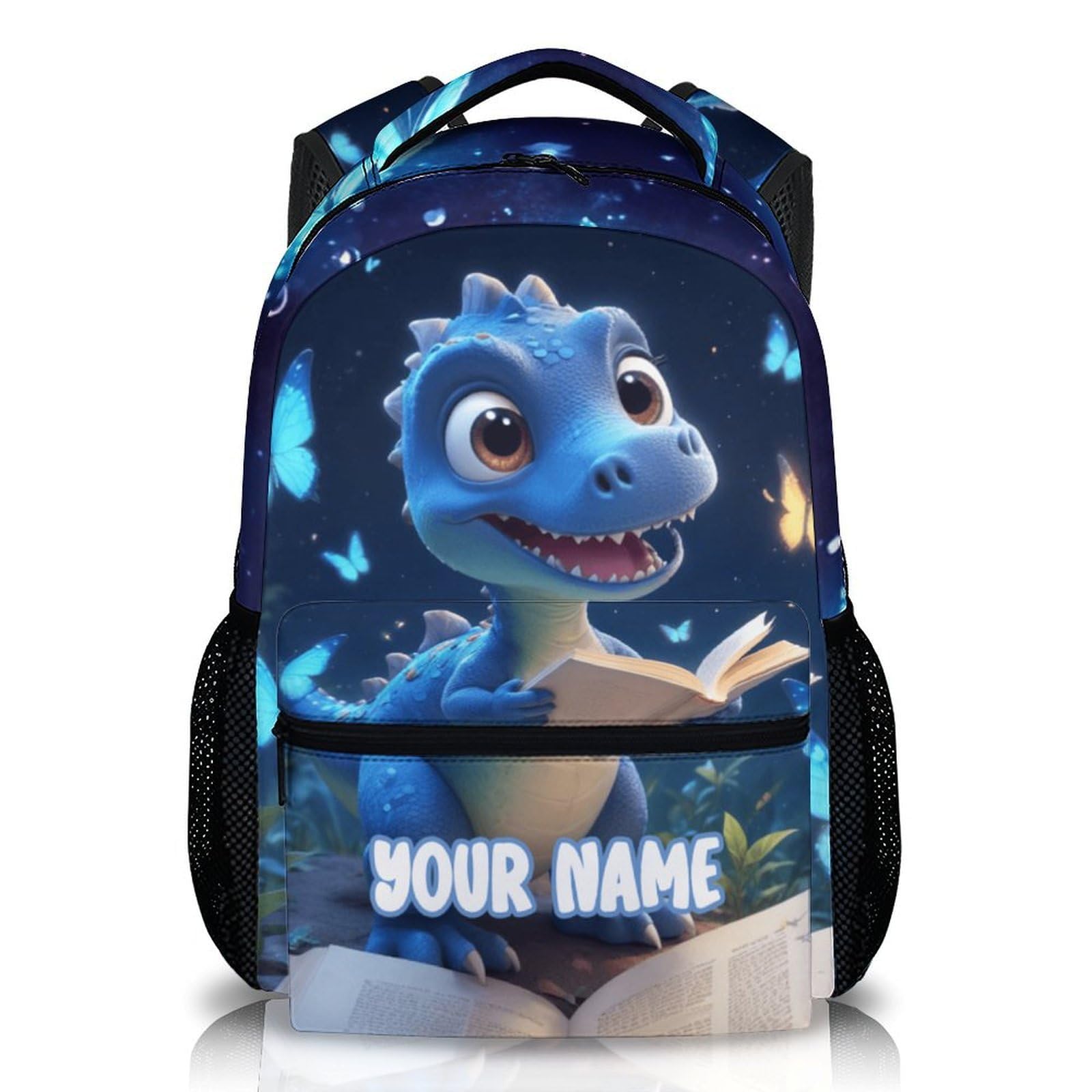 Kids Dinosaur Backpack for Boys, Personalized Schoolbag Casual Bag for Girls Kindergarten Primary, 17 Inch Lightweight Durable Custom Daypack for