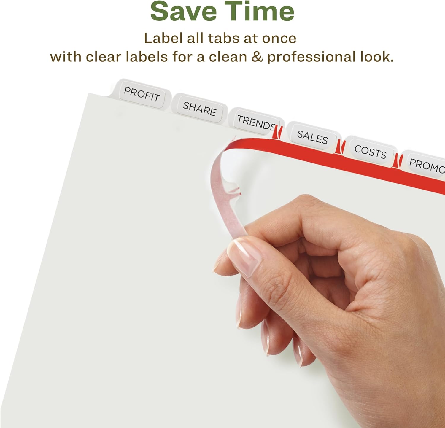 Avery EcoFriendly Recycled Dividers for 3 Ring Binders, 8-Tab, White Tabs, Index Maker Print and Apply Clear Label Strip, 5 Sets for 40 Binder Dividers Total (11581)