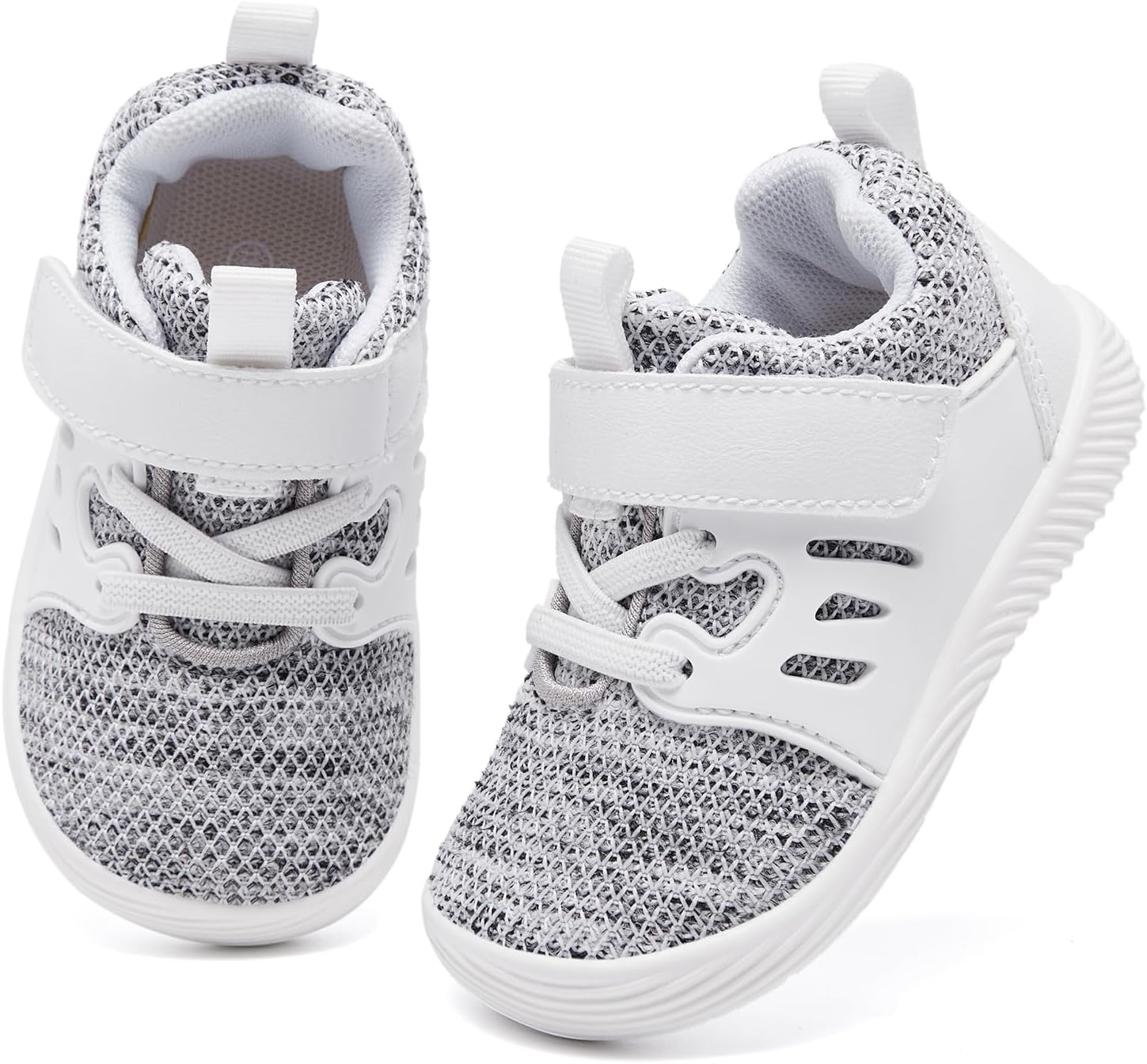 MORENDL Toddler Sneakers Baby Boys & Girls Barefoot Shoes Lightweight Breathable Walking Running Tennis Athletic Sport Shoes Mixed 18-24 Months