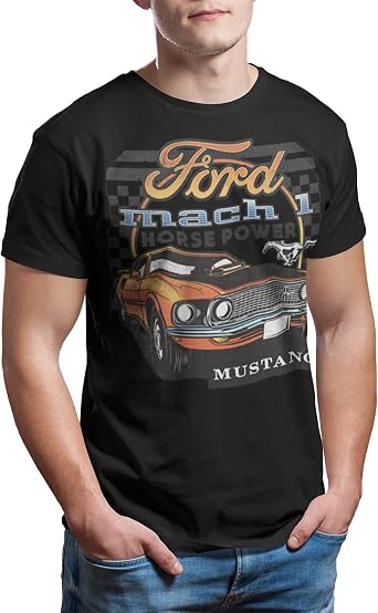 Ford Mustang Horsepower Mach 1 Logo T-Shirt Front Print
