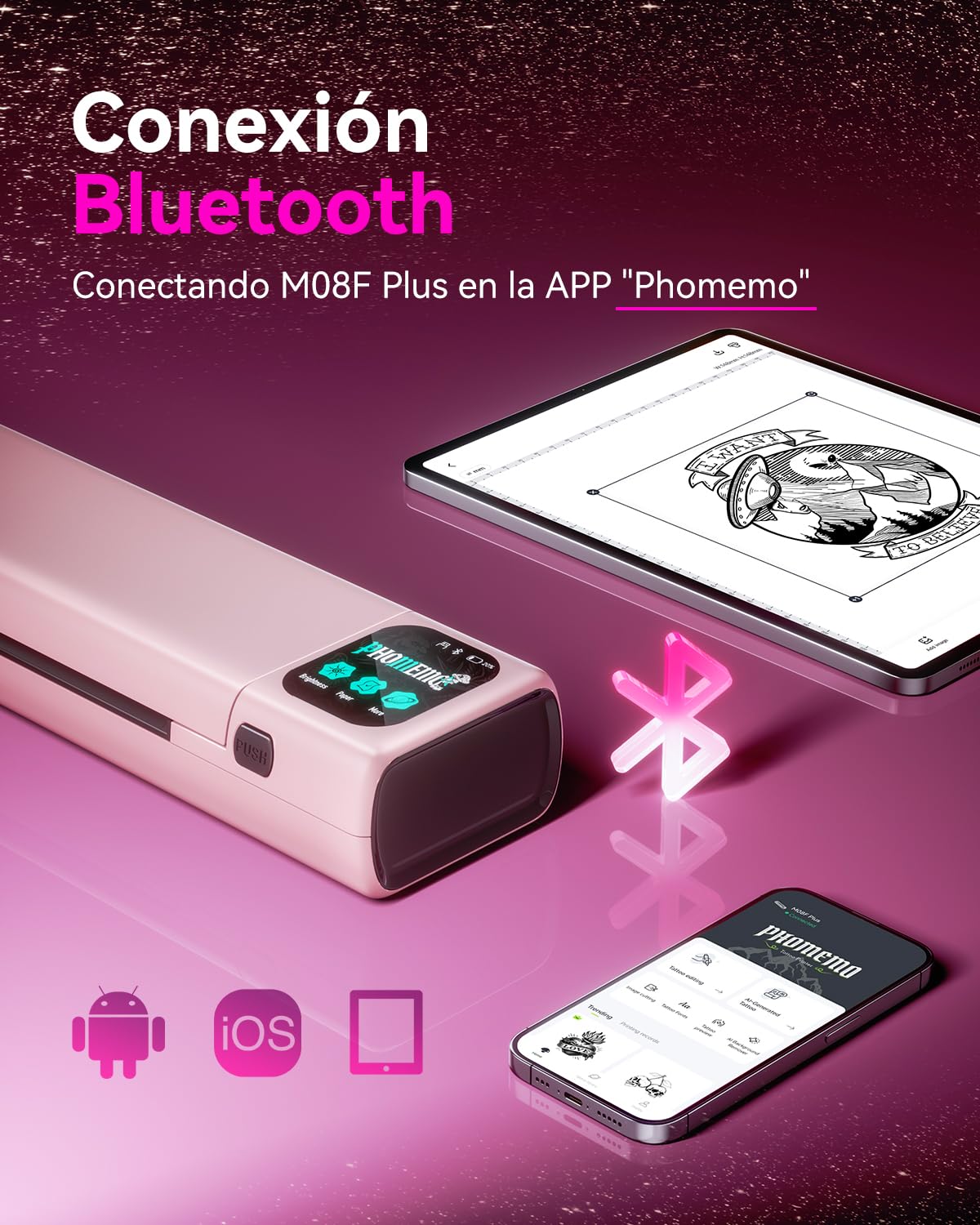 Phomemo M08F Plus AI Imprimante à Pochoir pour Tatouage avec écran Tactile - Thermocopieur Tatouage Thermique pour Artistes