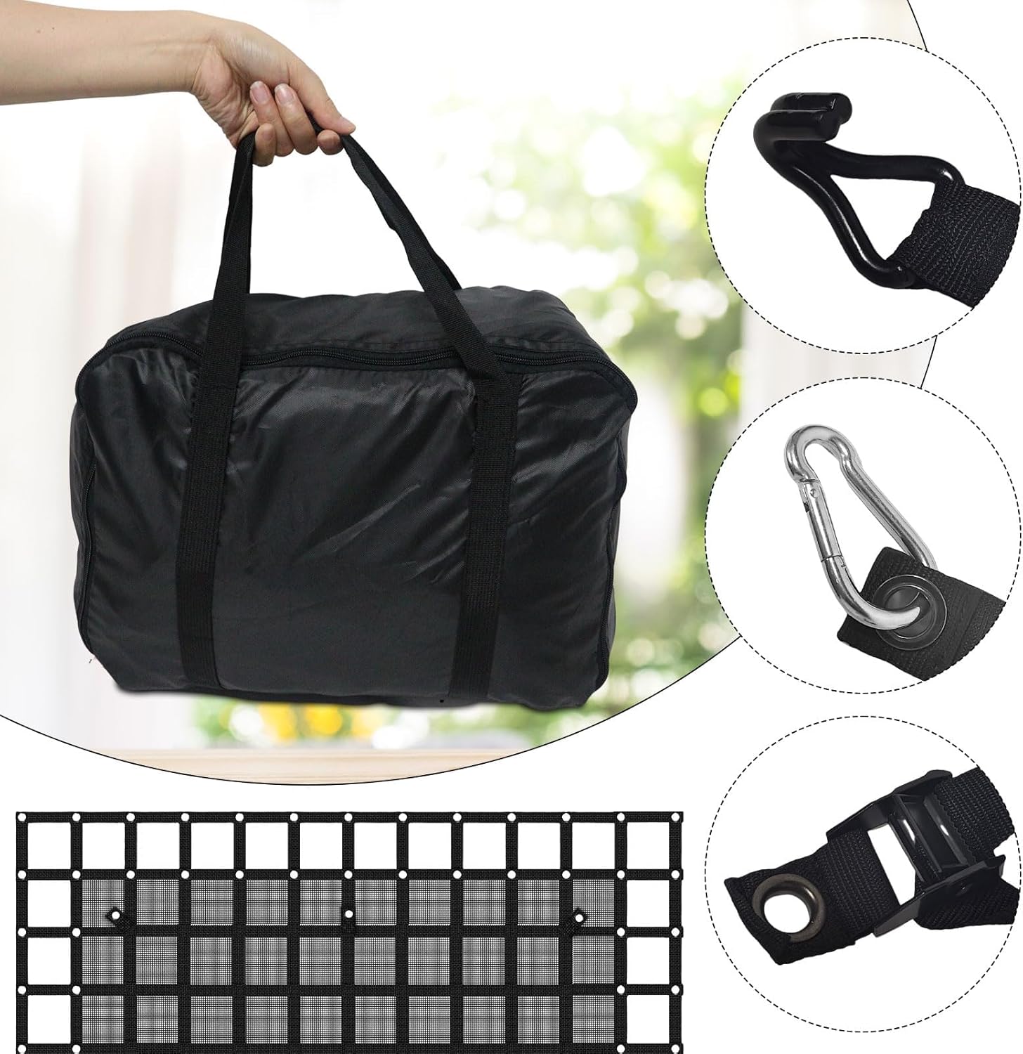 96” x 81“ Heavy Duty Cargo Net with Mesh, Truck Bed Net with J Hooks Accessories, 1500lbs Load Bearing Capacity, Truck Bed Cargo Net Organizer for Pickup Trucks (8' x 6.7') - Image 4