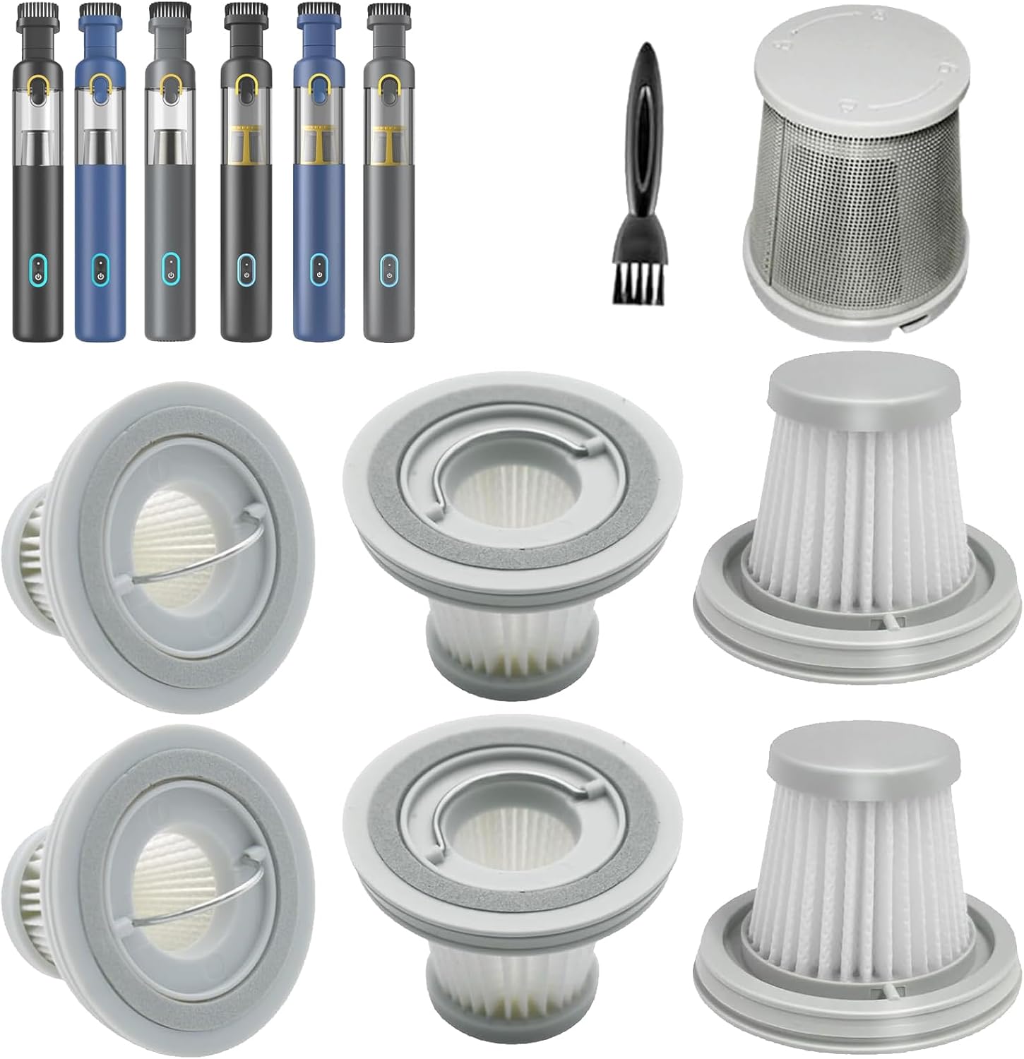 6pack Hepa Filters Replacement Compatible with Fanttik Car Vacuum V8 Series(Fanttik Slim V 8 Mate & V8 Apex Car Vac), Washable Filters Including 1pack Durable Steel Pre-filter