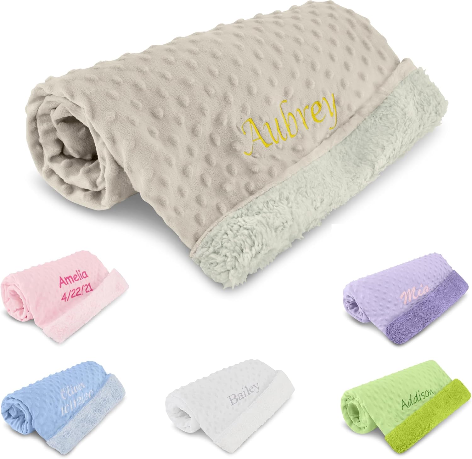 Personalized Newborn Swaddle Blanket with Name & Date - Gender Neutral Essentials for Newborn, Soft and Comfy Receiving Blanket, for New Parents - Blue, 40x27 (Taupe)