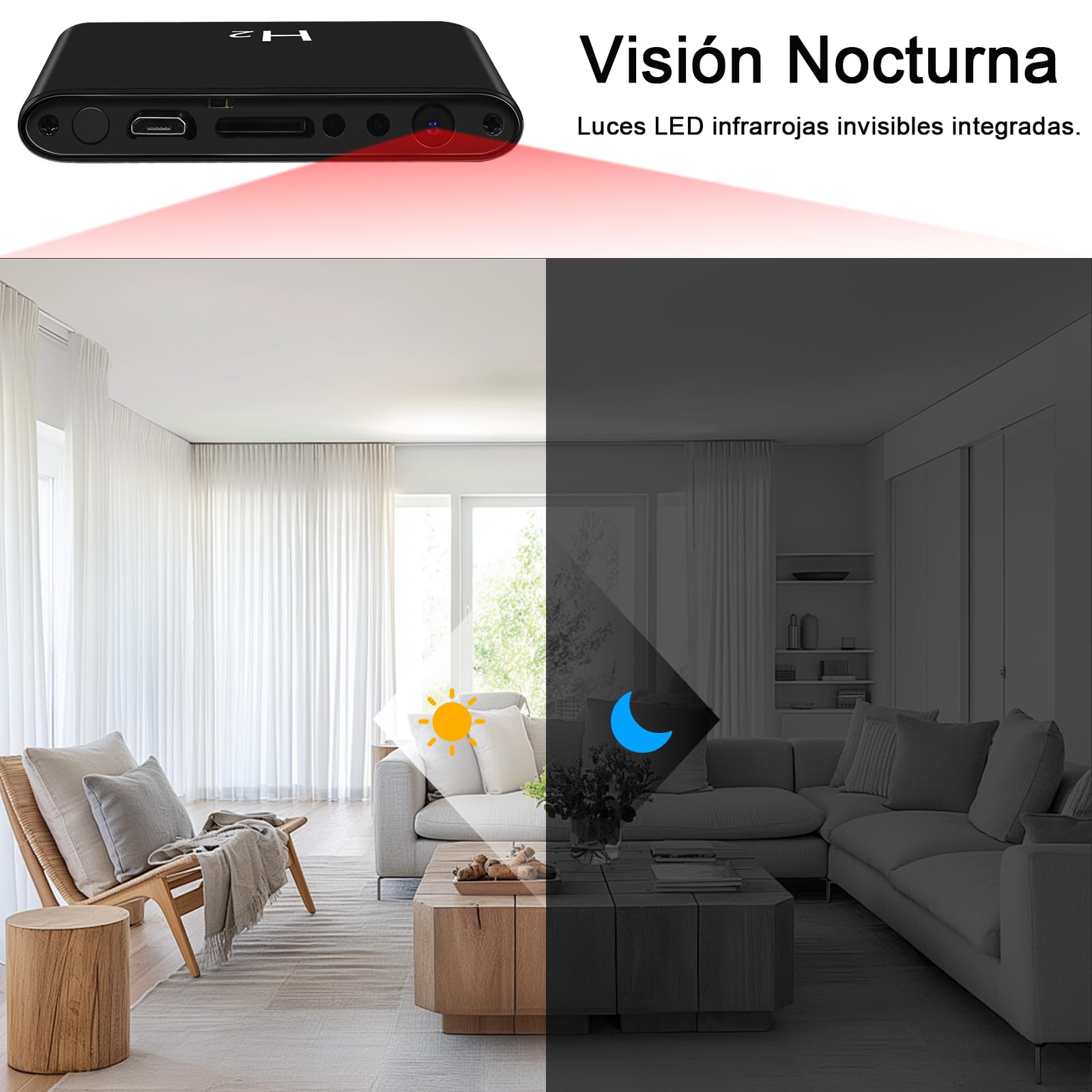 Cámara Oculta, Cámara Espía 2 en 1 con Batería Externa de 5000 mAh, Mini Cámara Espía Oculta con Resolución HD 1080P, Visión Nocturna y Grabación en Bucle