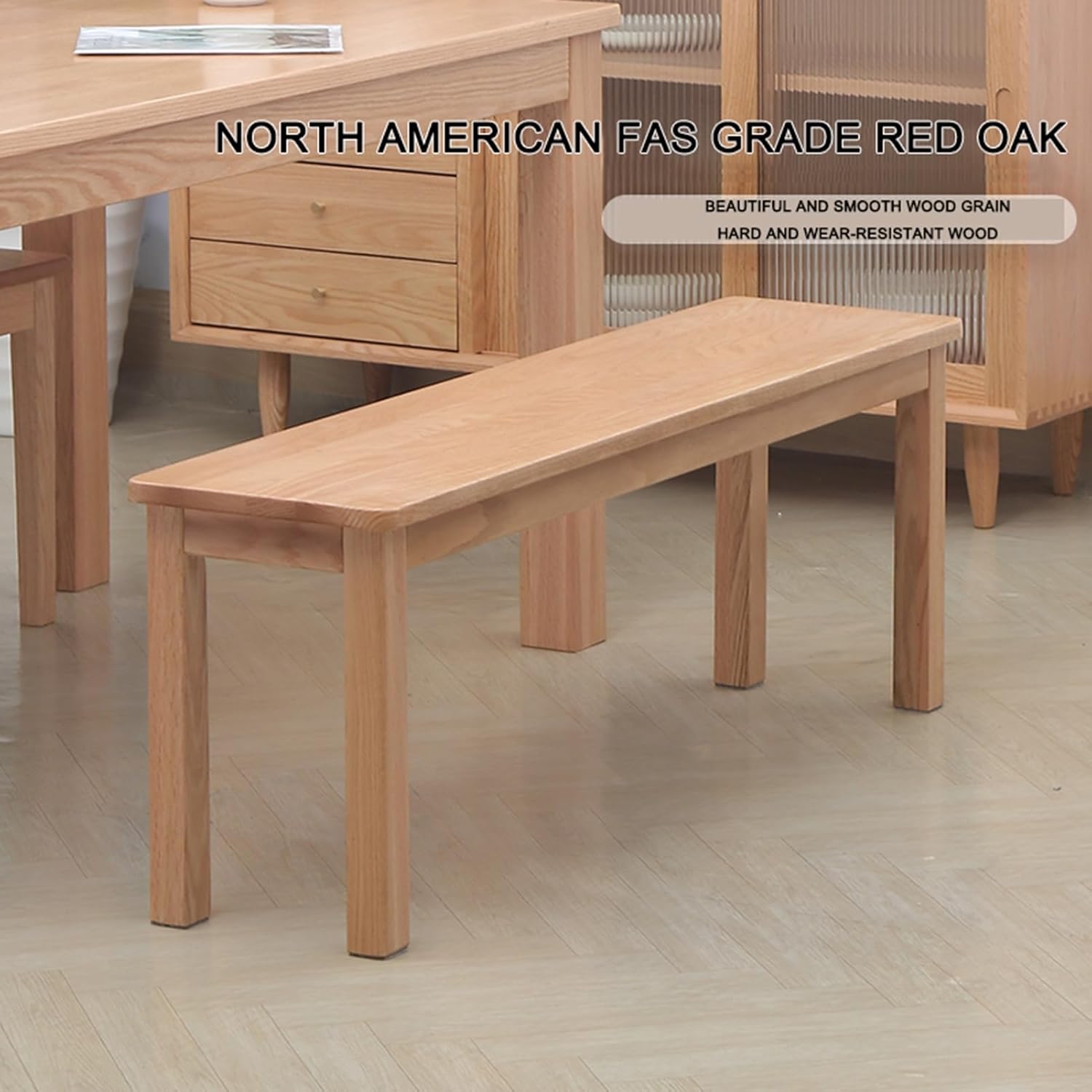 HARELA Wooden Farmhouse Dining Bench, Industrial Shoe Bench for Entryway Bench, Bench for End of Bed, Long Dining Stool for Kitchen Living Room Bedroom Hallway Entryway(Wood Color,160cm/63in)