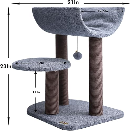Miniatura 3 de Torre para gatos PetPals, torre para actividad de gatos, con postes rascadores y pelota de juguete, color gris (posadera)