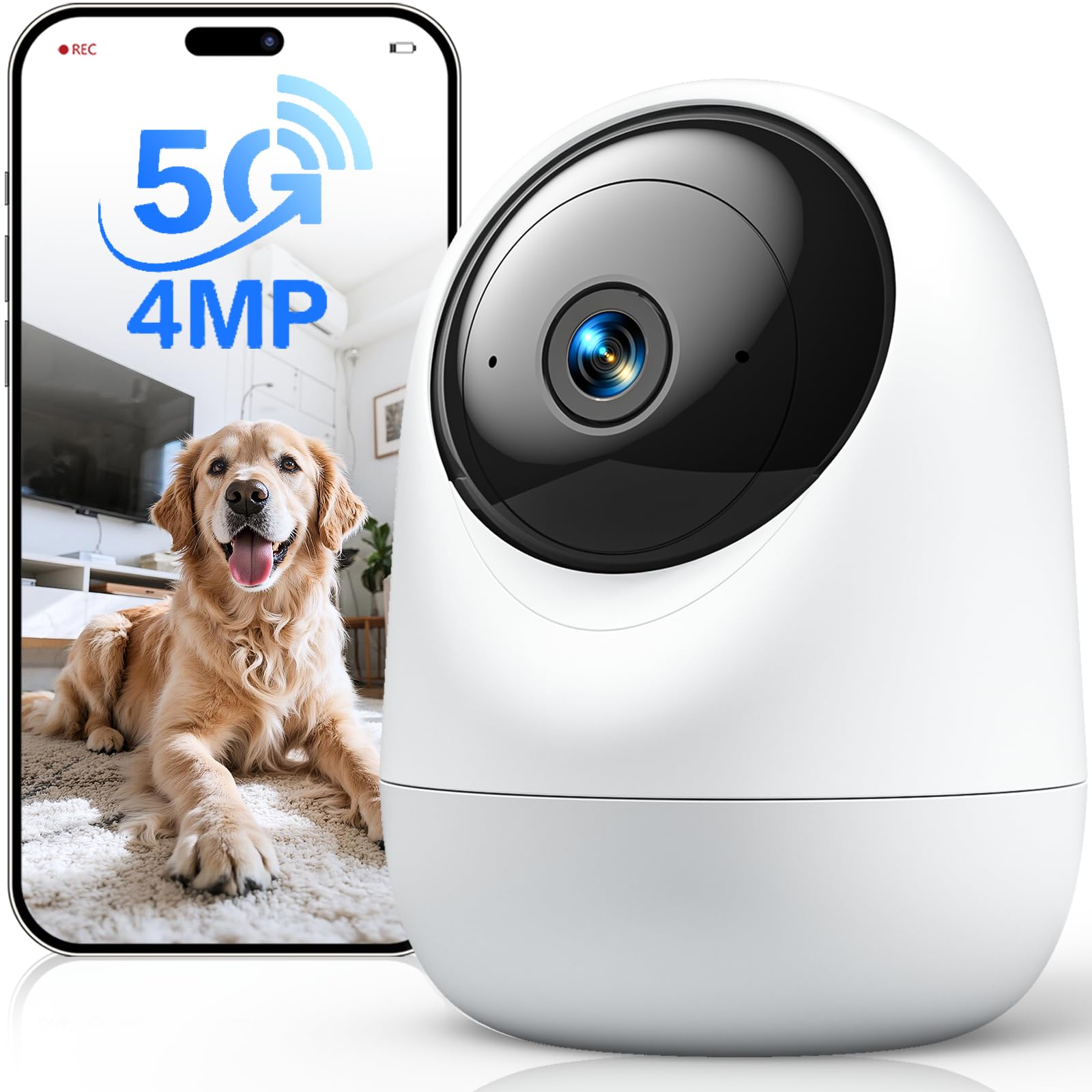 Photo 1 of Andyssey 4MP Indoor Security Camera 360° Pan Tilt 5G/2.4G WiFi 6, Plug-in Pet Camera with Speaker for Dog/Cat Baby Monitor with Phone App,Motion Tracking, 2-Way Talk,Cloud & SD Card Storage