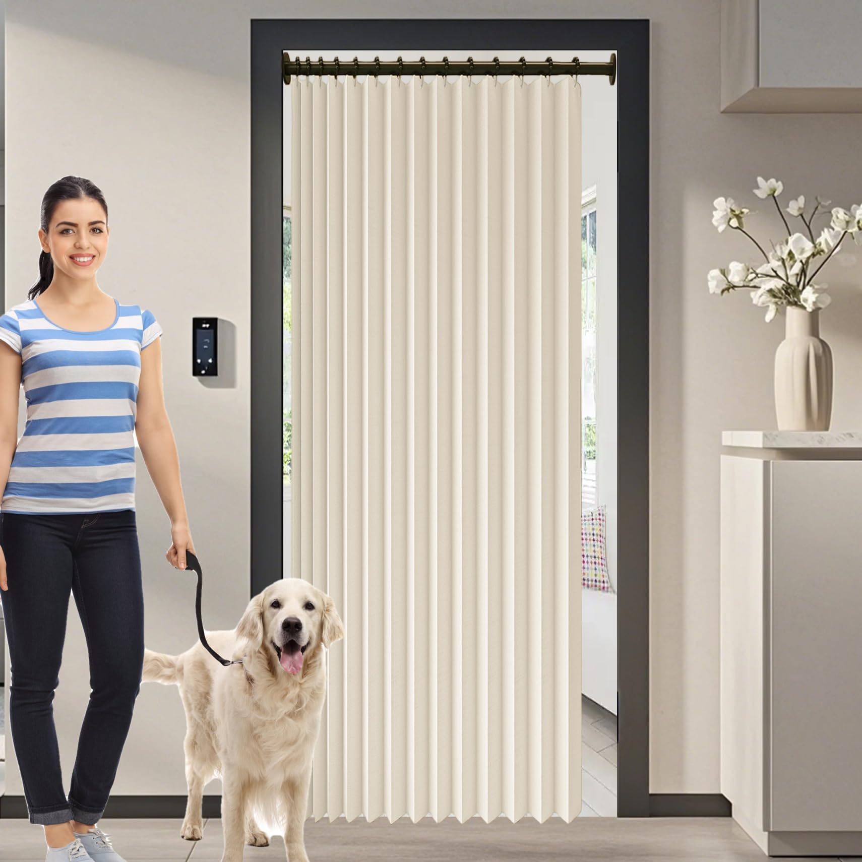 Rideau de porte thermique pour balcon et salon rideau isolant beige 150x180