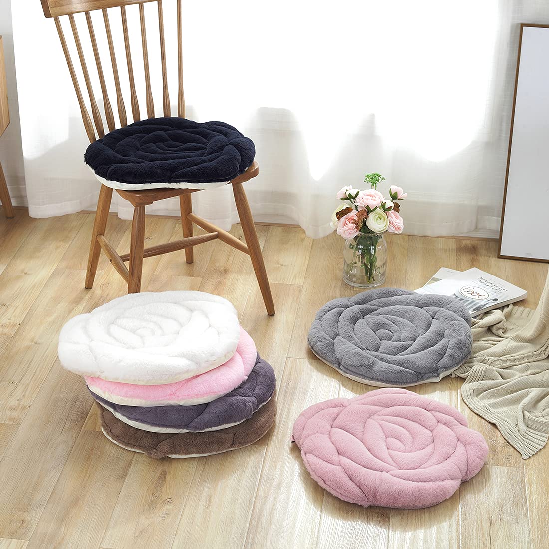 Amazon.co.jp: バラの花型の椅子クッション ソフトで居心地の良い
