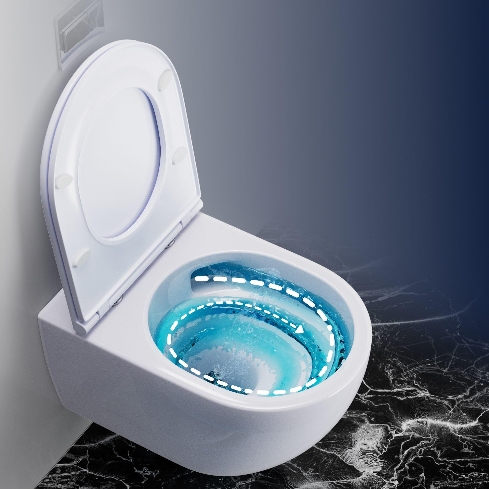 Whirlflush Hänge-WC Soho 3.0 Weiß Glanz | Spülrandlos für Hygiene & Leichte Reinigung | Tornado-Spülung | Mit Super Slim SoftClose WC-Sitz aus Duroplast