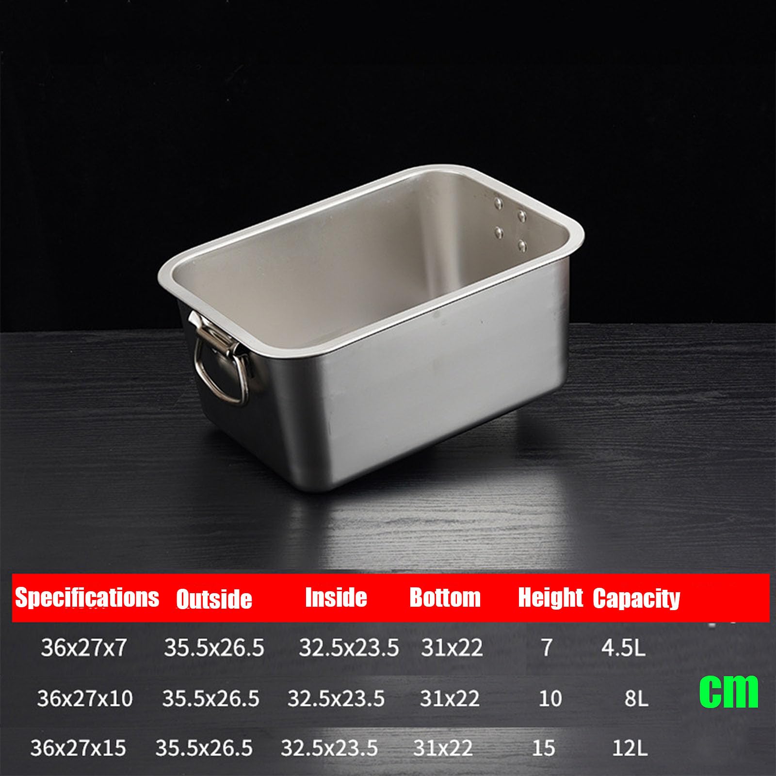 Sartenes Gastronorm de acero inoxidable,Sartén apilable for catering,Rozaduras de alimentos comerciales de metal(60 * 40cm,10cm)