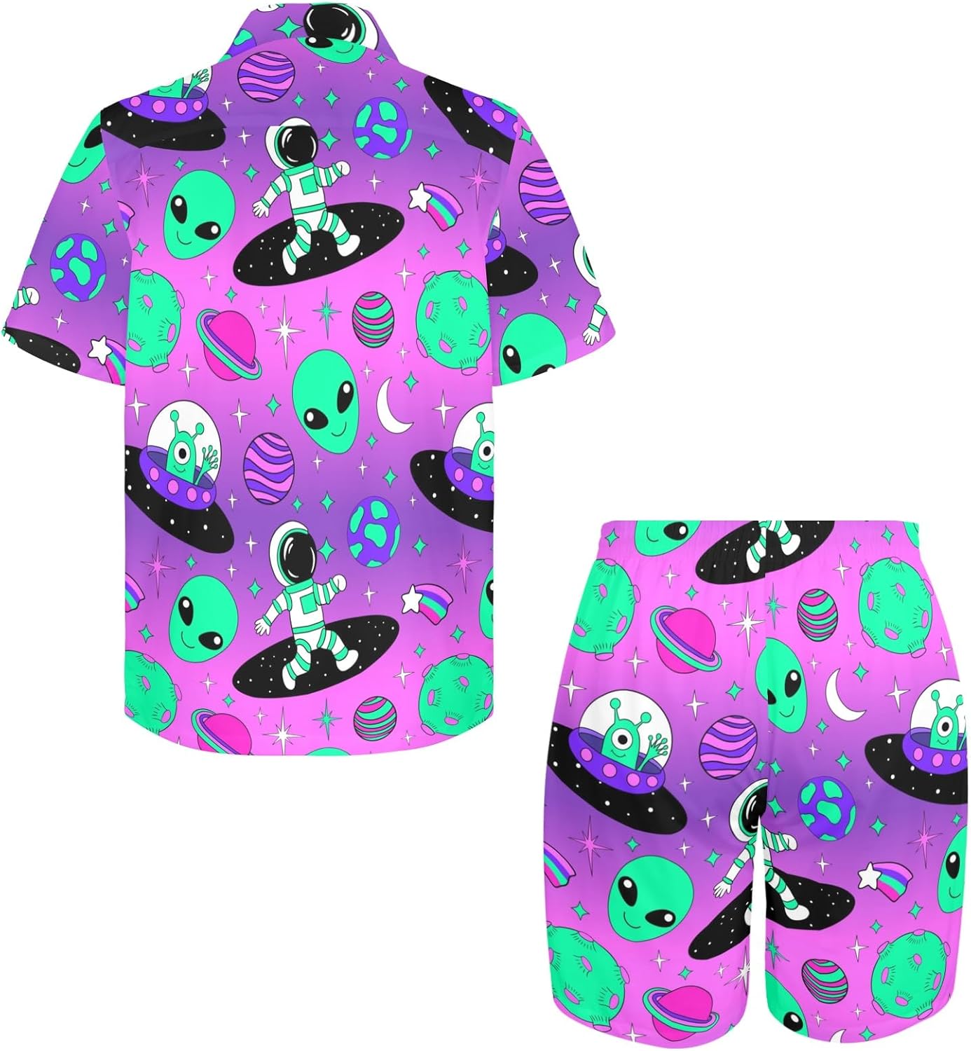 Artsadd 80s 90s Outfit for Men Hawaiian Shirt and Shorts Set Beach Party Outfits - Image 4