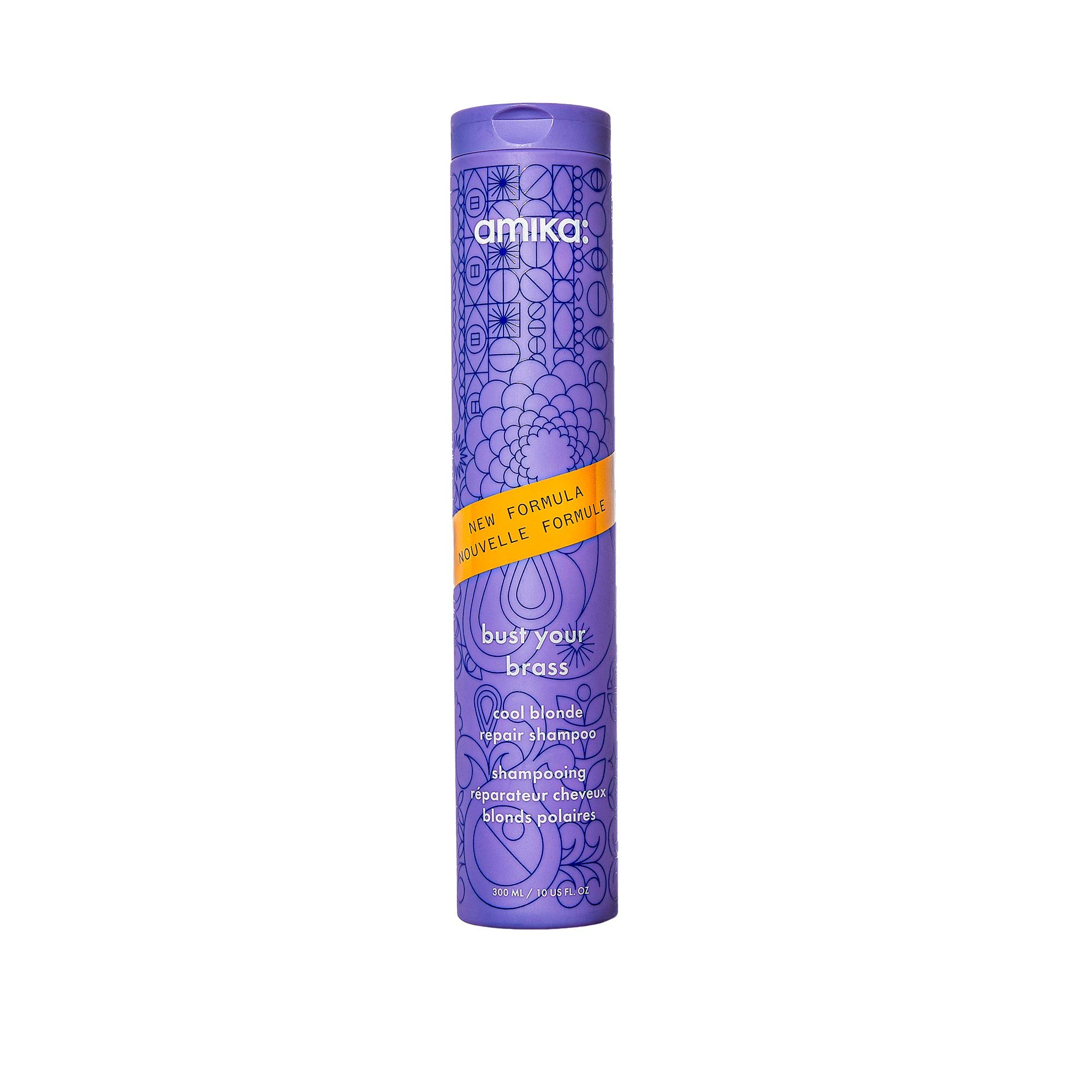 Bust your brass cool blonde repair shampoo, BLUE, 10.1 Fl Oz (Pack of 1) | amika