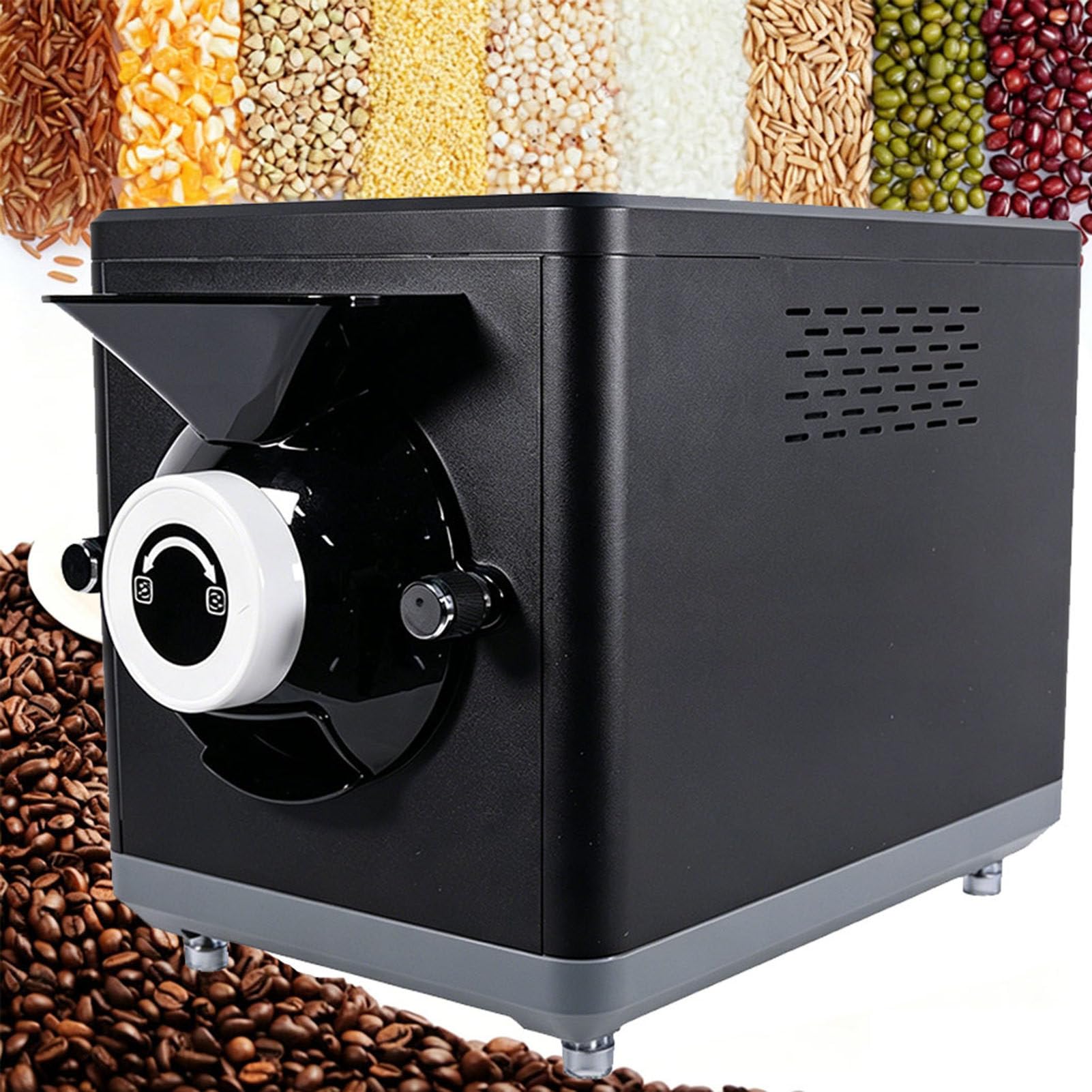 Coffee Roaster Machine,Automatic Bean Roasting Machine,Electric Coffee Bean Processing Equipment,For Roasting Various Nuts,360° Even Stirring,1500G Capacity,Precise Temperature Control Black