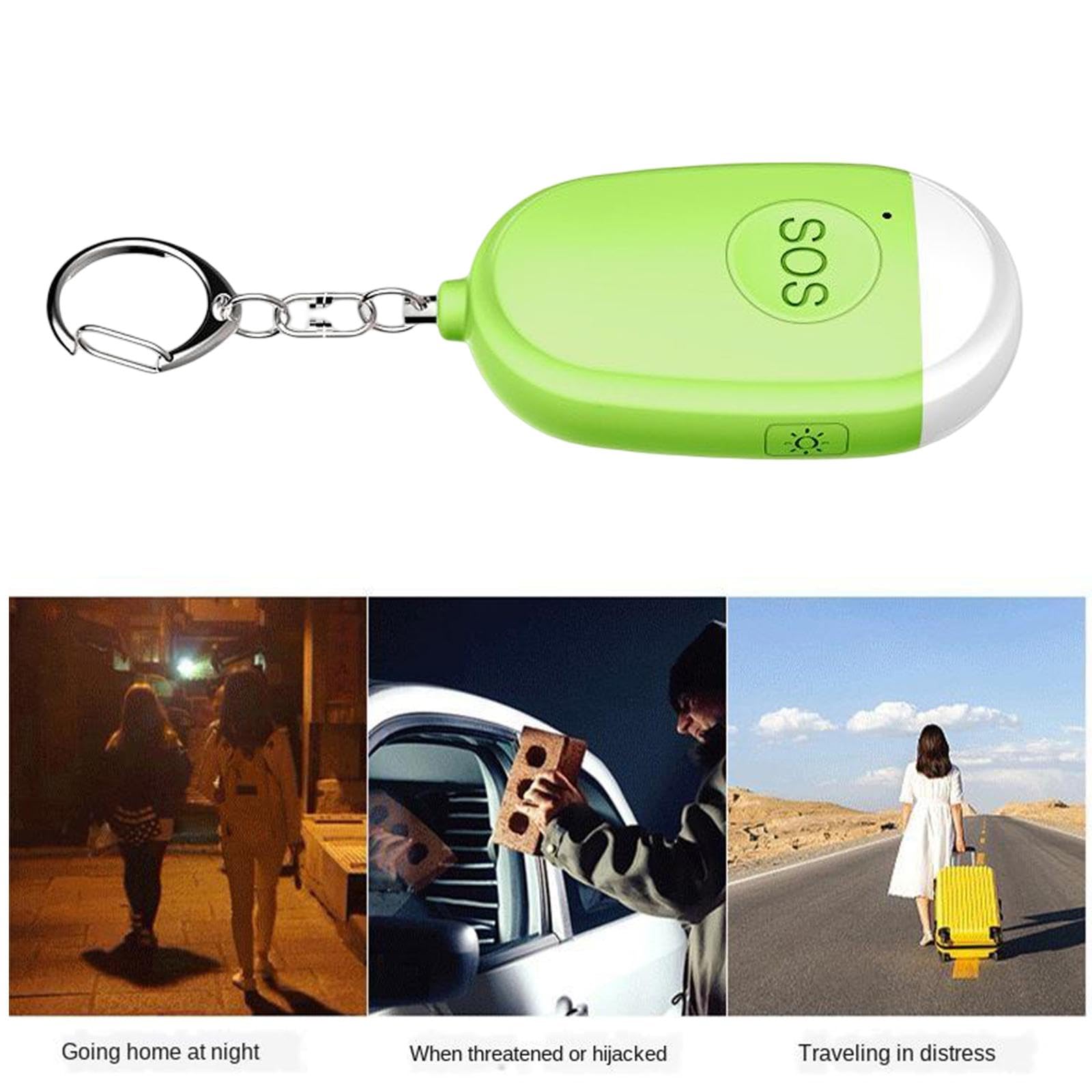 Lot de 5 petits porte-clés d'alarme personnelle avec lampe de poche Scream Loud 130 dB Vert
