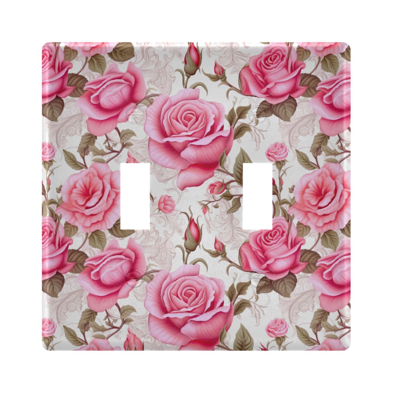 UMIRIKO Pink Rose Flower Light Switch Cover Plate Covers Decorative Double Toggle Home Decor 202a8740