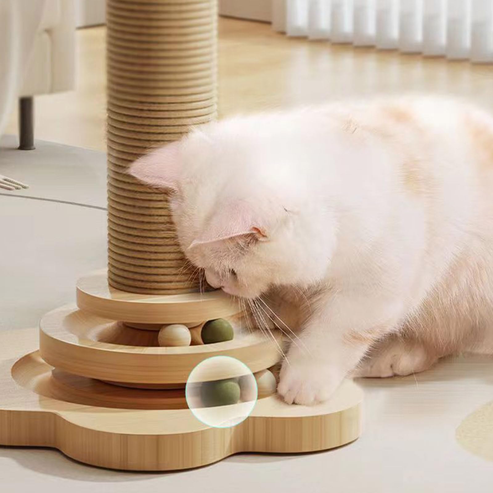 Divertido rascador para mascotas, juguete interactivo pequeño y grande para poste de sisal interior