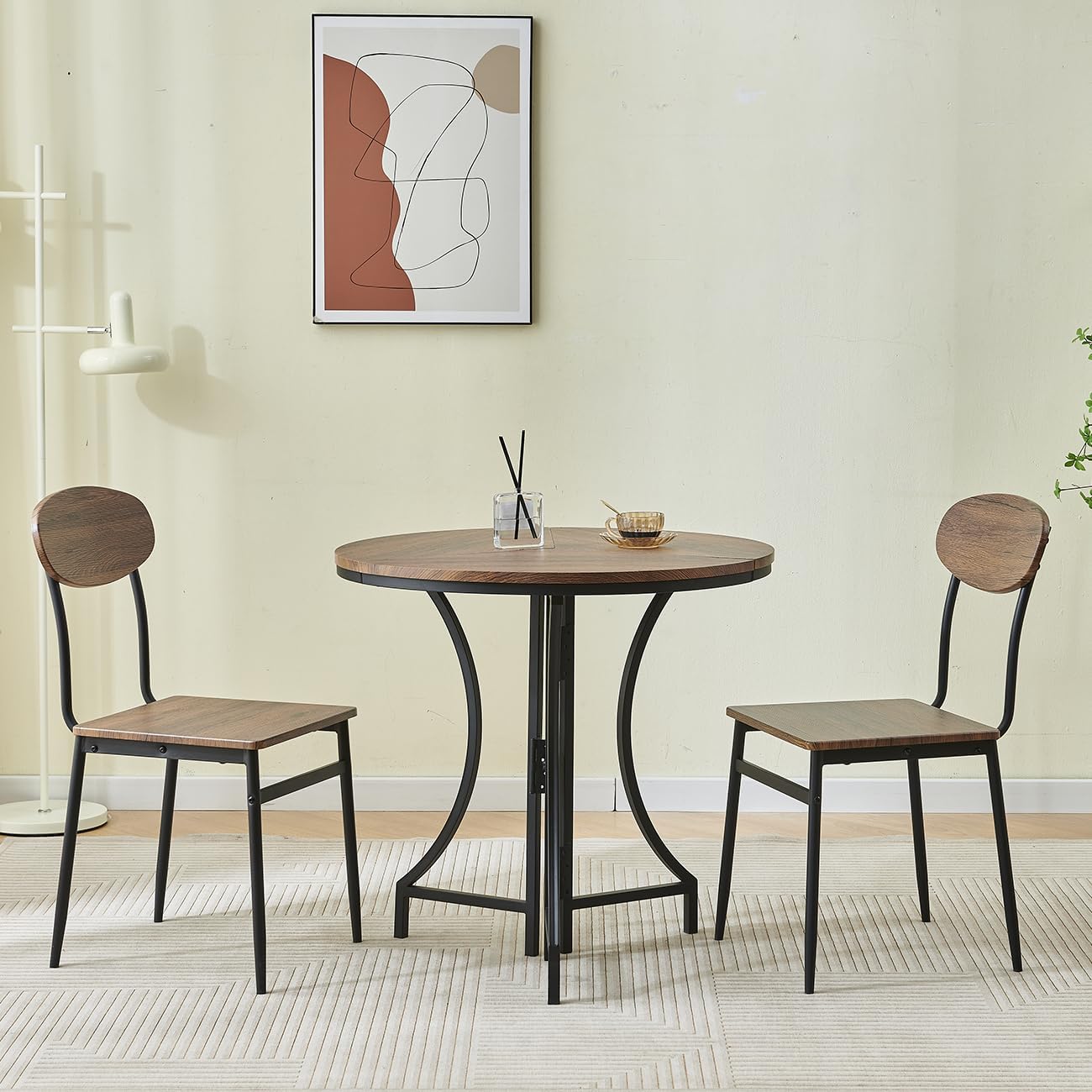 Redd Royal Folding Dining Room Table Round and Chairs Set of 2, 3