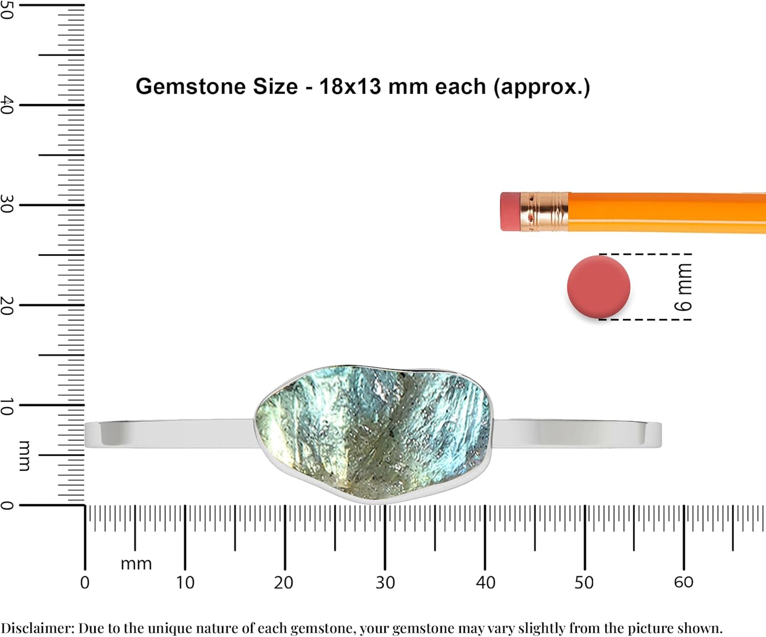 18x13mm Rough Natural Labradorite Adjustable Twister Bangle Bracelet for Women in Sterling Silver, November Birthstone Jewelry Gifts for Her Birthday, Anniversary, Graduation - Image 4