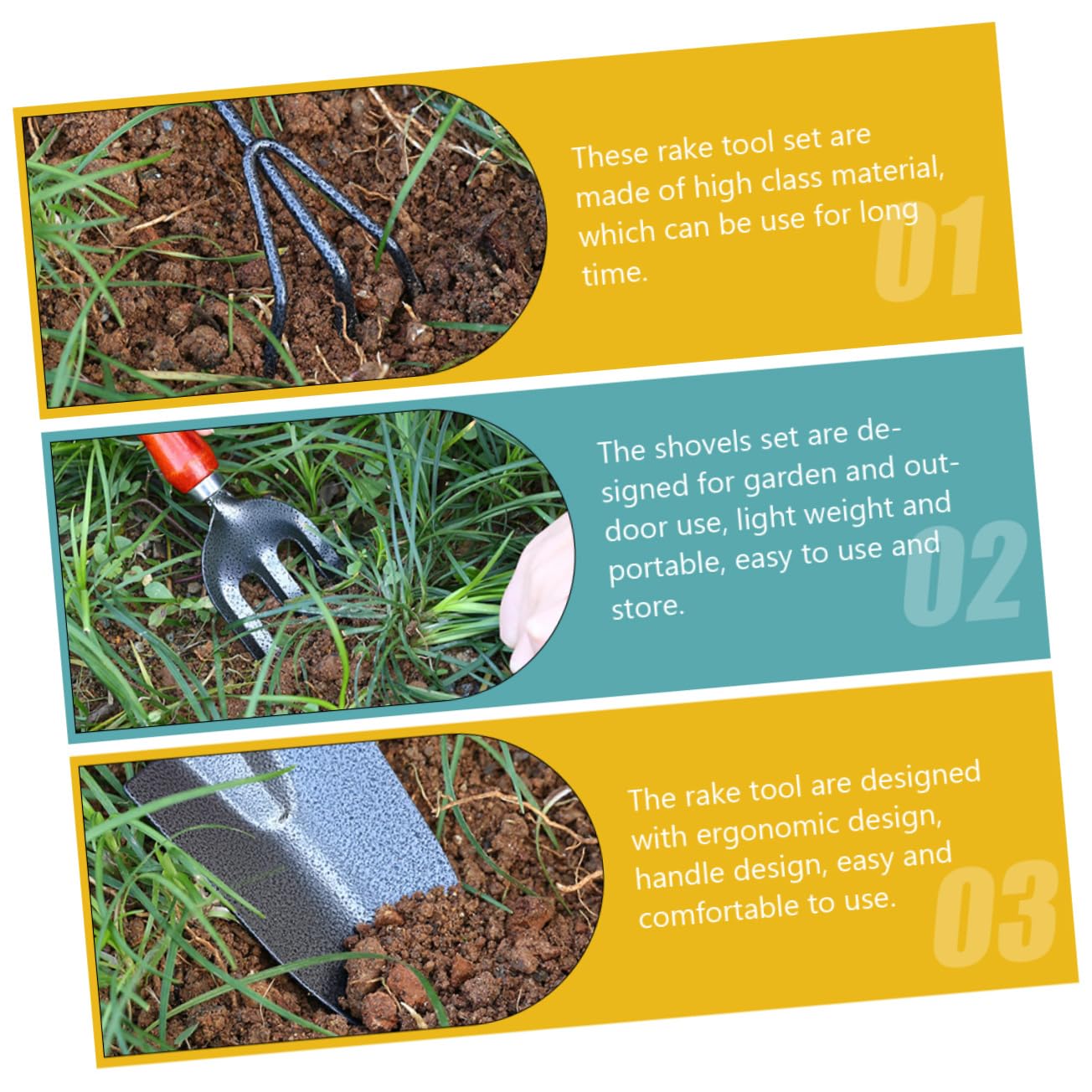 Toddmomy 2 Sätze Gartenwerkzeugset Teilig für Pflanzenpflege Robuste Schaufeln und Rechen Ergonomische für Effizientes Arbeiten im Freien für Gemüseanbau und Blumenpflege