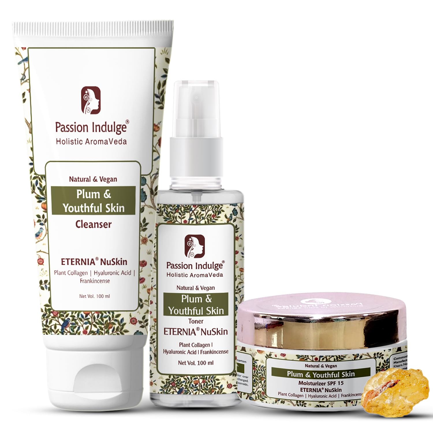 Passion Indulge Eternia NuSkin Plum & Youthful Skin Skincare Combo – Face Cleanser 100 ml, Toner 100 ml & Moisturizer 50 gm | Complete CTM Routine with Plant Collagen, Hyaluronic Acid & Frankincense | Hydration, Firmness & Glow | For All Skin Types-image-20