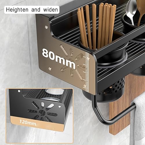 Miniatura 6 de Estante de especias montado en la pared para especias, soporte de cocina sin perforar, estante de especias colgante con barras con 10 ganchos,