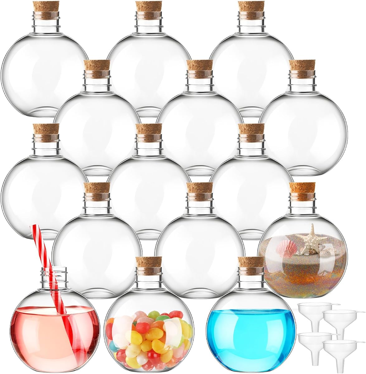 Jinei 15 Pcs 6 oz Plastic Potion Bottles with Cork,Wood Color,Cork