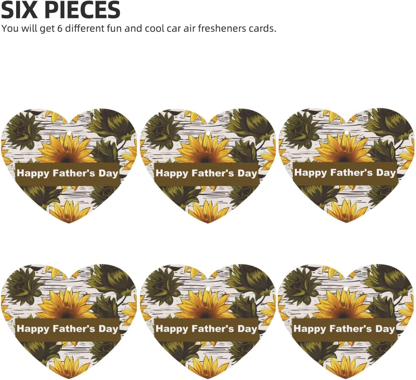 6 Pcs Car Air Fresheners Personalized Father'S Day Sunflower Aromatherapy Tablets Hanging Fragrance Scented Cards Funny Incense Chips For Rearview Mirror Accessories image 2