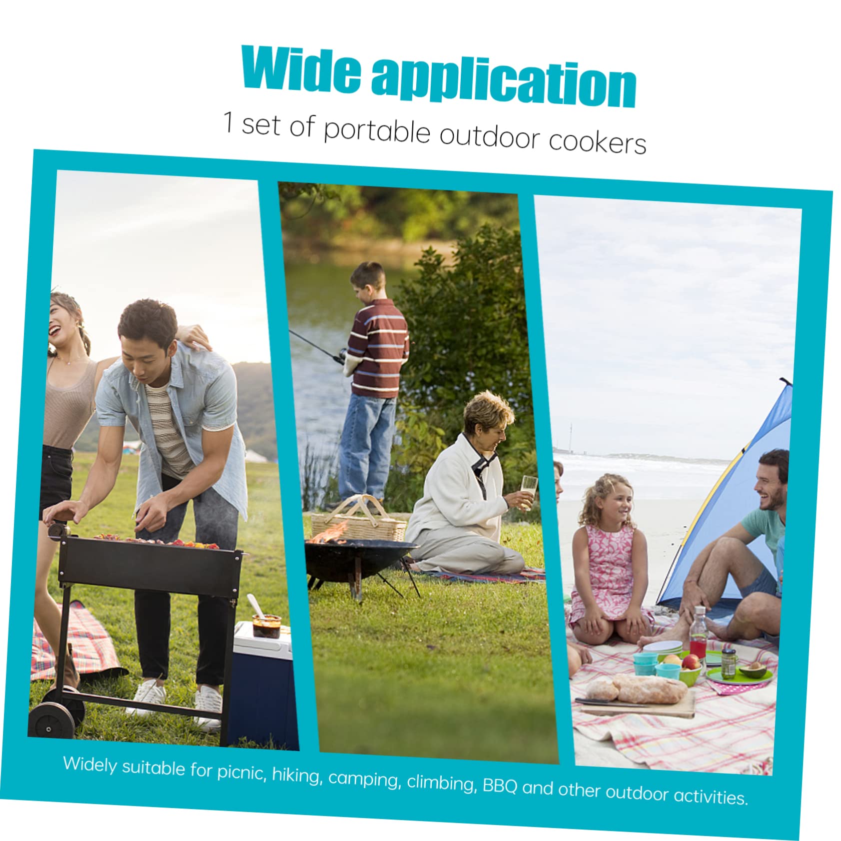 Toddmomy 1set Camping Cookware Portable Outdoor Picnic Cookware Stainless Steel Pots and Frying Pan Transfer for Frying Stewing Boiling for Hiking and Camping