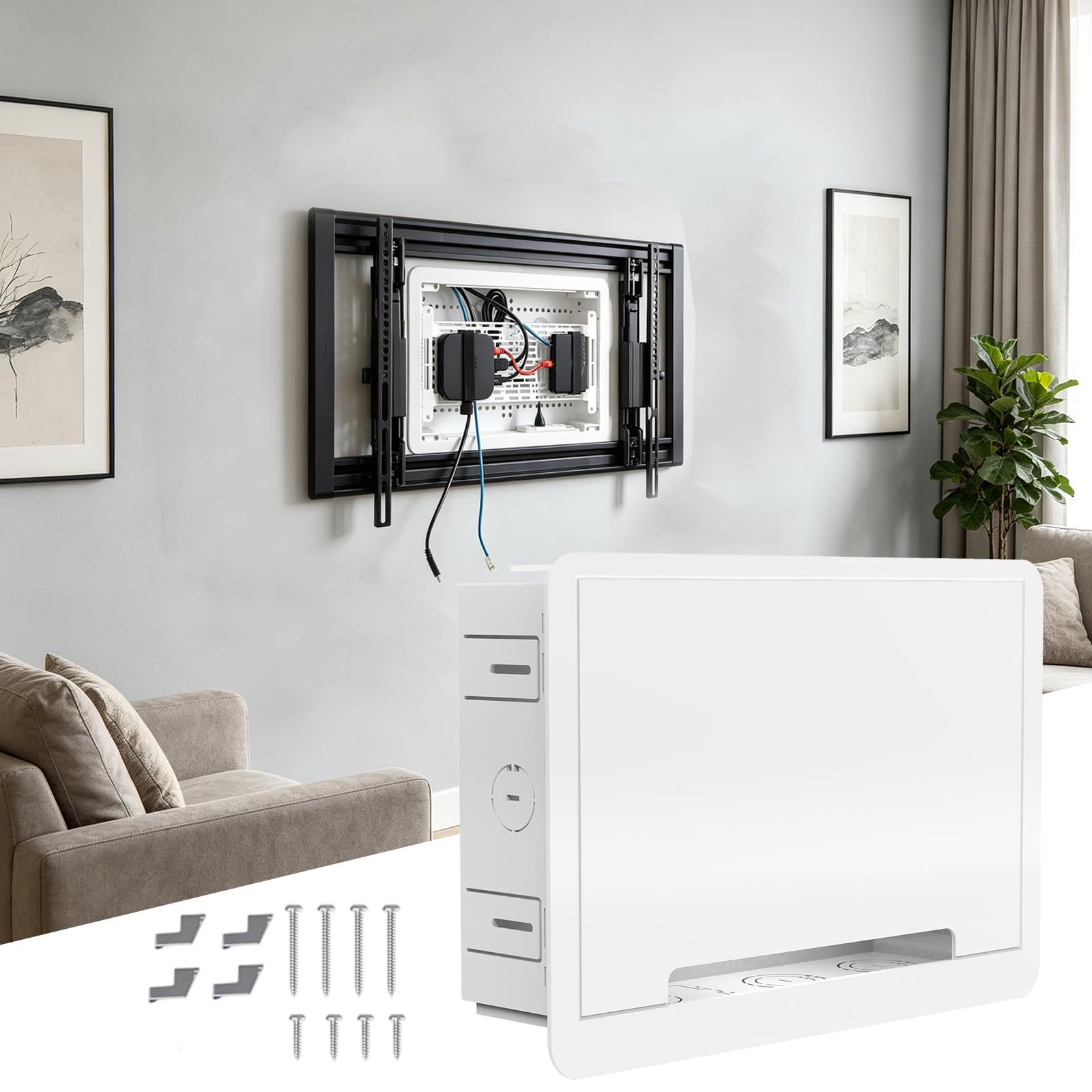 Custodia per prese e reti da incasso Scatola portaoggetti da incasso per home theater da 9 pollici nella scatola multimediale a parete Custodia per cablaggio con struttura a doppio scopo resistente
