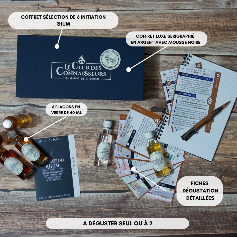 Coffret Dégustation Initiation Rhum 6 x 40ml - En Solo Ou En Duo - Coffret Cadeau Homme