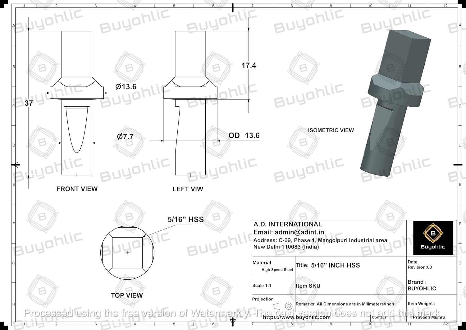 Buyohlic Lathe's Live Revolving Center-Centre with HSS Hardened Broaches (Only Square Broach)