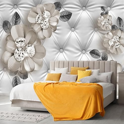 Miniatura 6 de ZFBIZHI Papel tapiz floral de peonía de rosa blanca y rosa para dormitorio, sala de estar, baño, oficina (no se pega ni se pega)