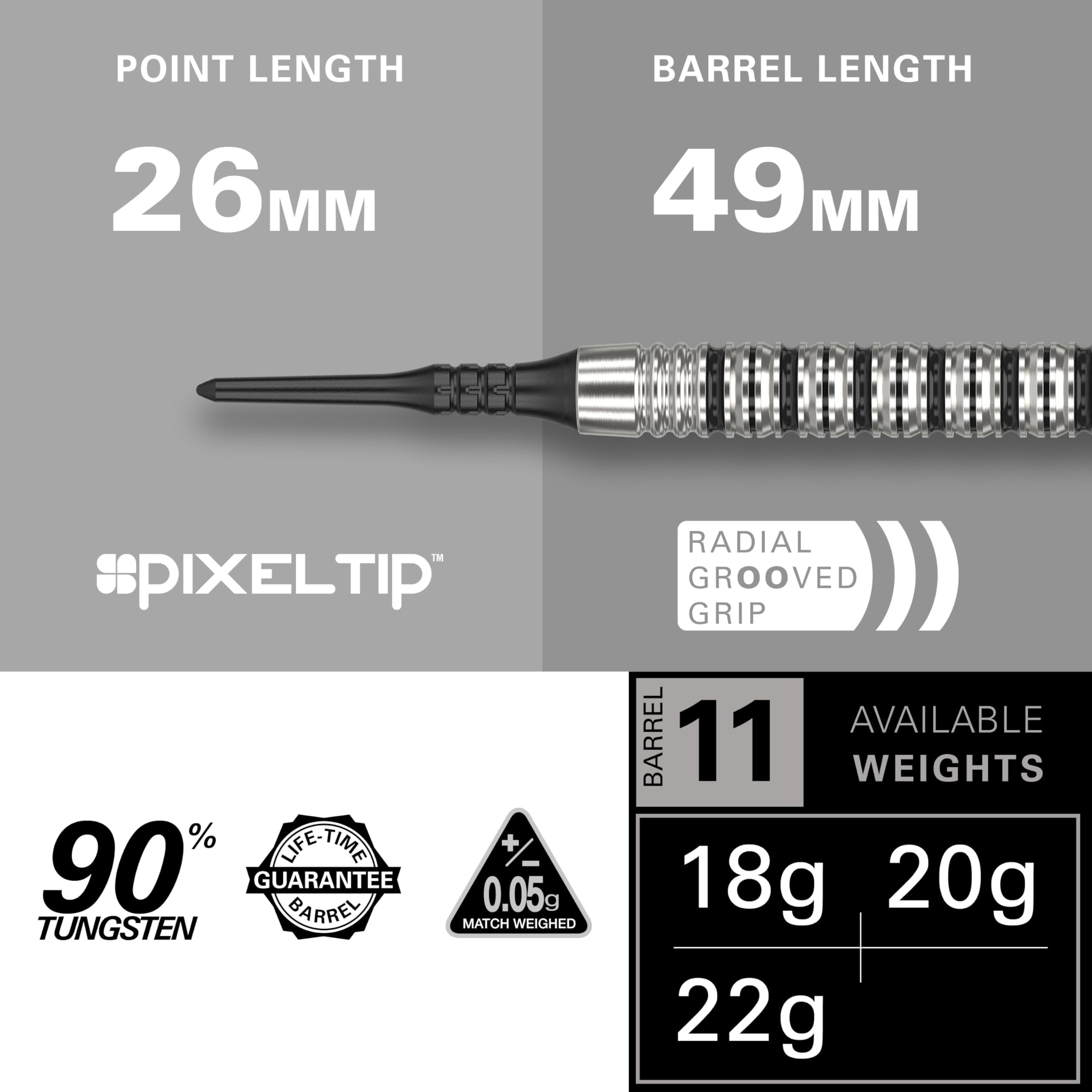 TARGET Darts EXO Edition 90% Tungsten Soft Tip Darts Set โ Professional Soft Tip Dart Sets, Pixel Tip Darts with Pro Grip Shafts and No.6 Flights