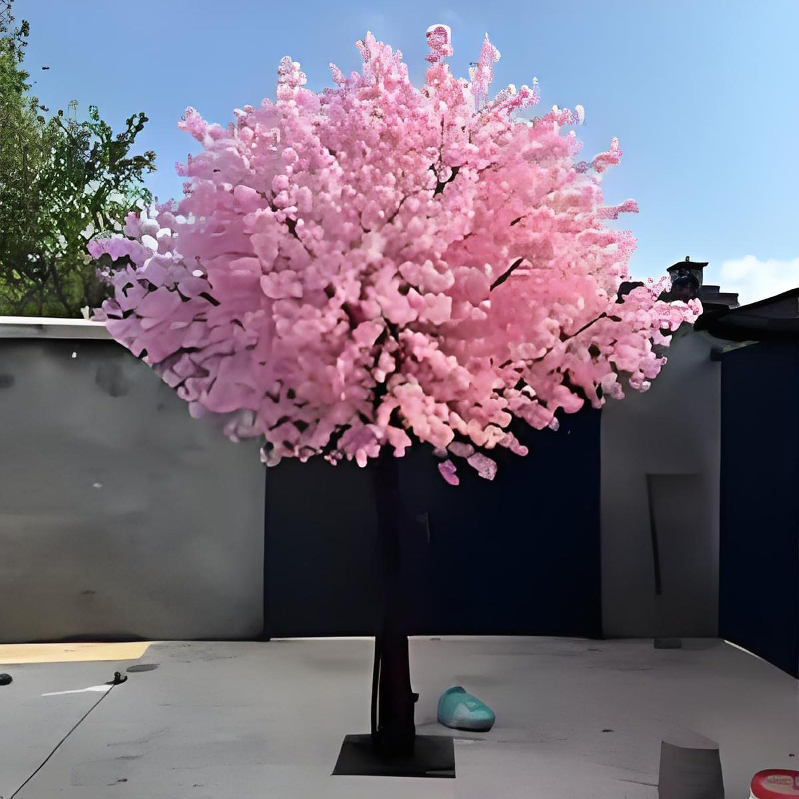 Artificial Cherry Blossom Trees Pink, Handmade Pink Fake Cherry Blossom Tree, Stunning Lifelike Handmade Light Pink Tree, Perfect for Home Office Party Wedding Birthday Christmas Pink-1.5m*1.5m