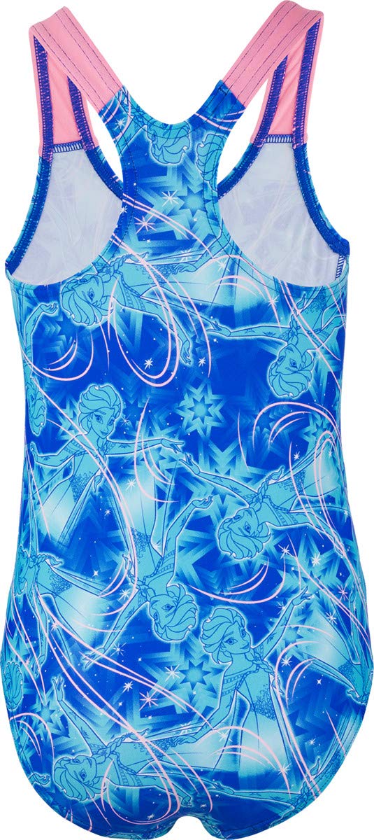 Speedo Girls Disney Frozen Print Endurance 10 High Chlorine Resistant UPF 40+ Sun Protection One Piece Suit for Tots (Age Range 1-6 Years) - Blue