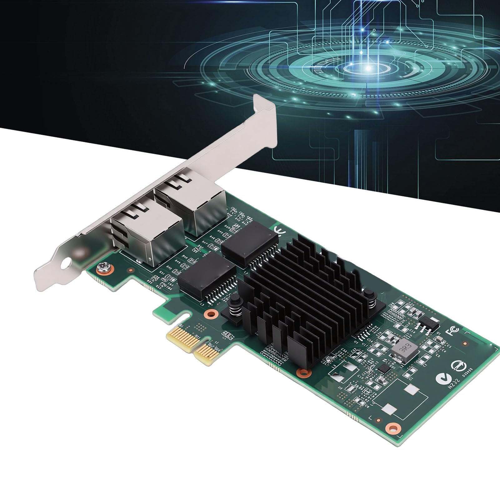 Cryfokt Scheda Di Rete Pcie Da 1 Gb, Adattatore Gigabit Ethernet Pci Express 2.0 X1 Con Doppia Porta Rj45 E Supporto Controller, Adattatore Di Rete Ethernet