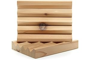 (2 Pack Cedar Large) Cedar Soap Dish - Soap Saver