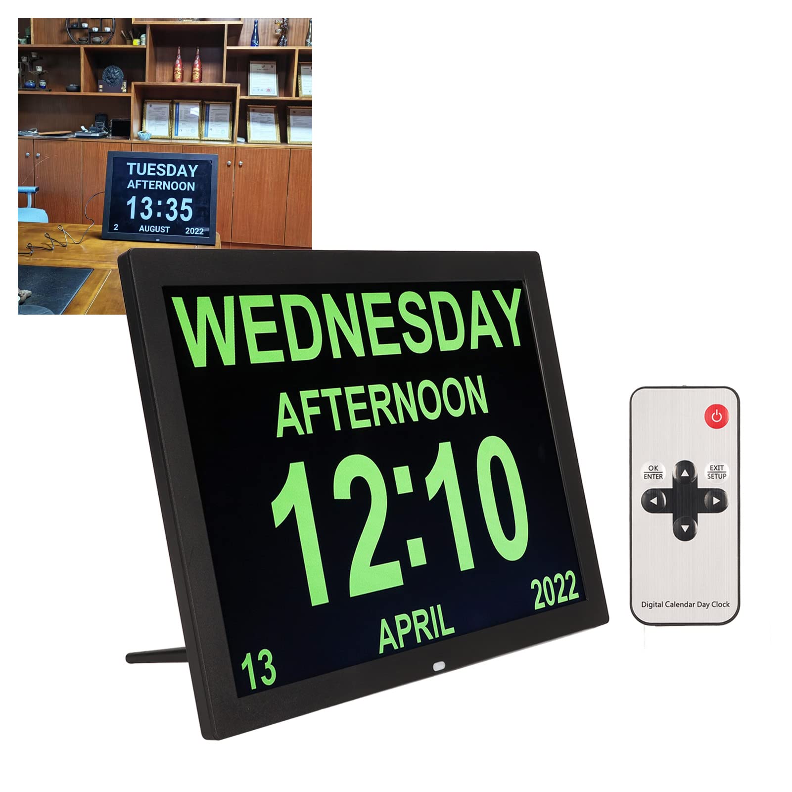 15-Zoll-Digitaluhr, Große Digitaluhr, Großes Display mit Benutzerdefinierten Alarmen und Kalendererinnerungen, Uhren für Senioren, für Alzheimer und Demenz