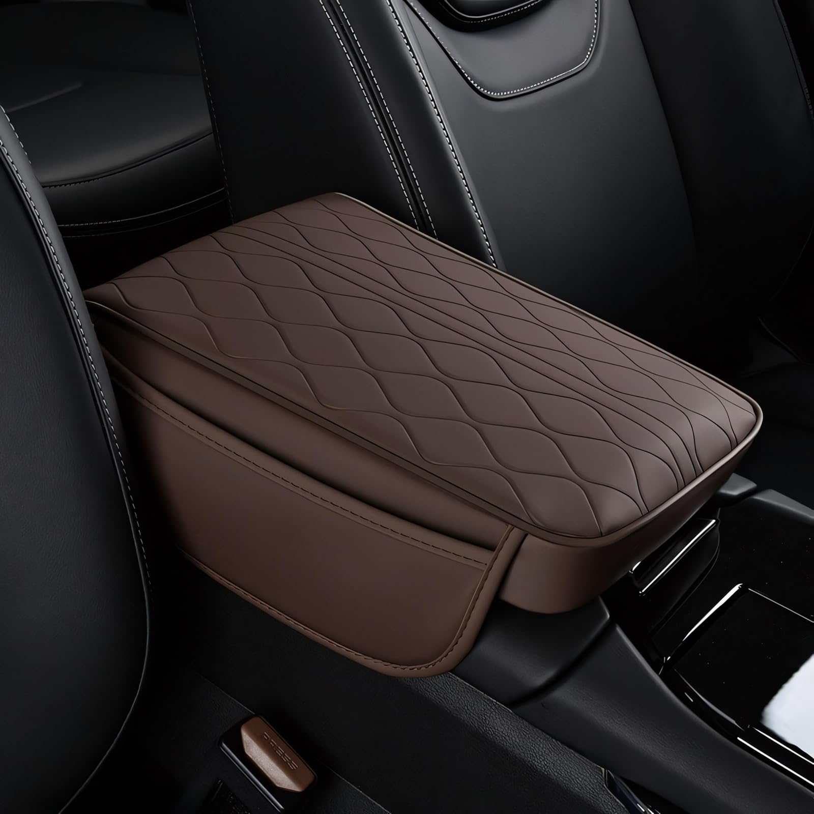 UWQXJJICP Car Armrest Box Mat, for Benz AMG CLA C117 X117 C118 X118 CLA 180 200 220 Leather Waterproof Center Console Pad Car Armrest Box Cover Protector Comfortable Decor Accessories,A