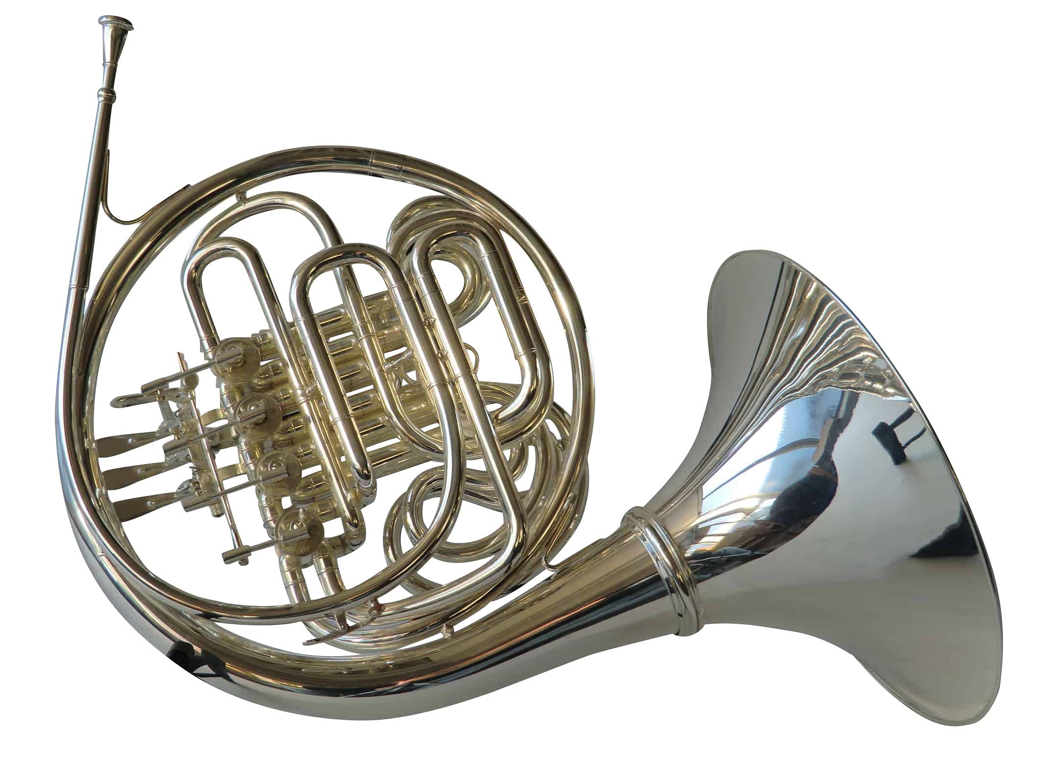 Waldhorn/Doppelhorn/French Horn in Bb/F, echt versilbert, inkl. Luxus-Hartschalenkoffer und Zubehör, Neu