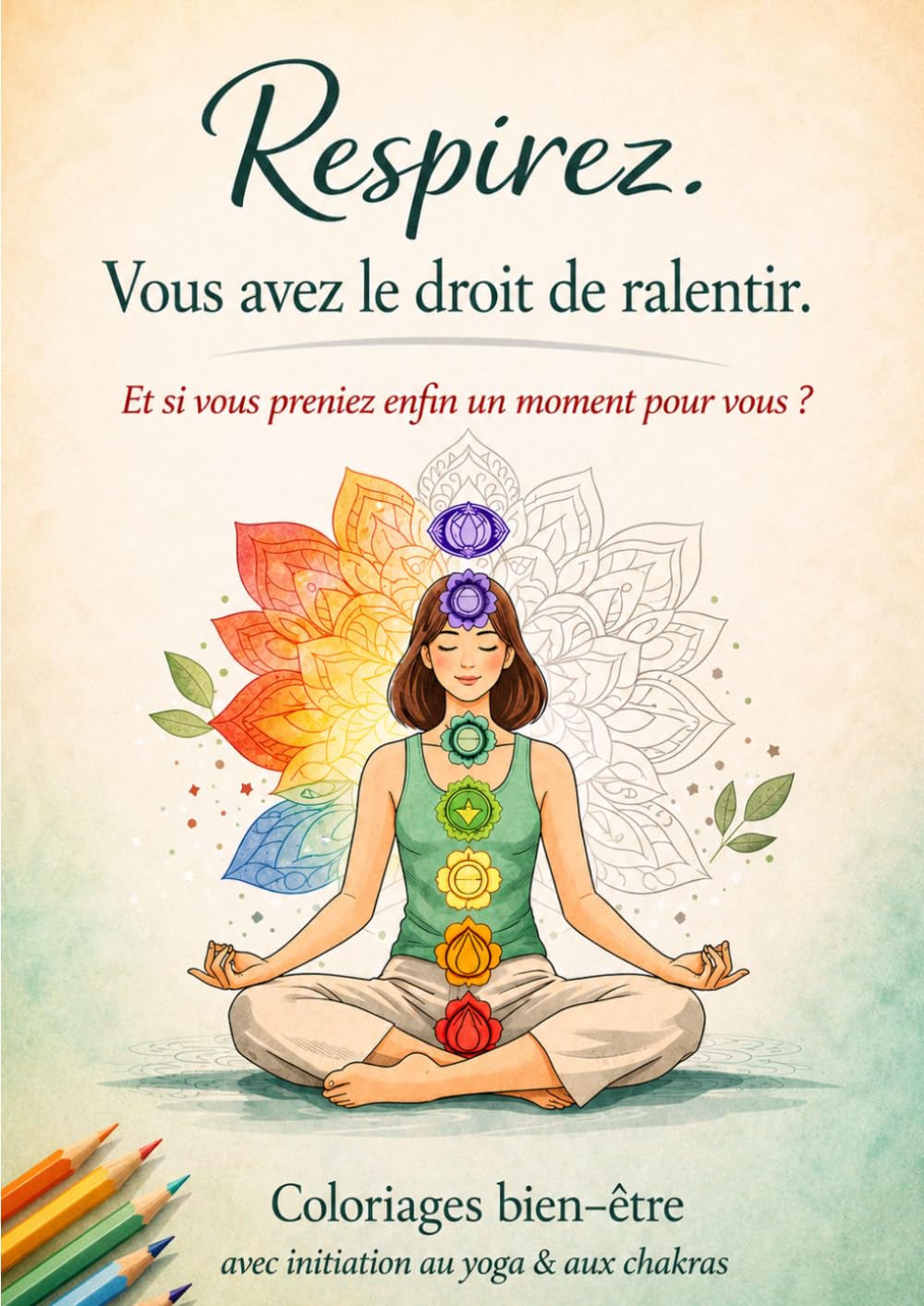 Respirez. Vous avez le droit de ralentir.: Livre de coloriage bien-être pour découvrir le yoga, les chakras et retrouver le calme, édition améliorée