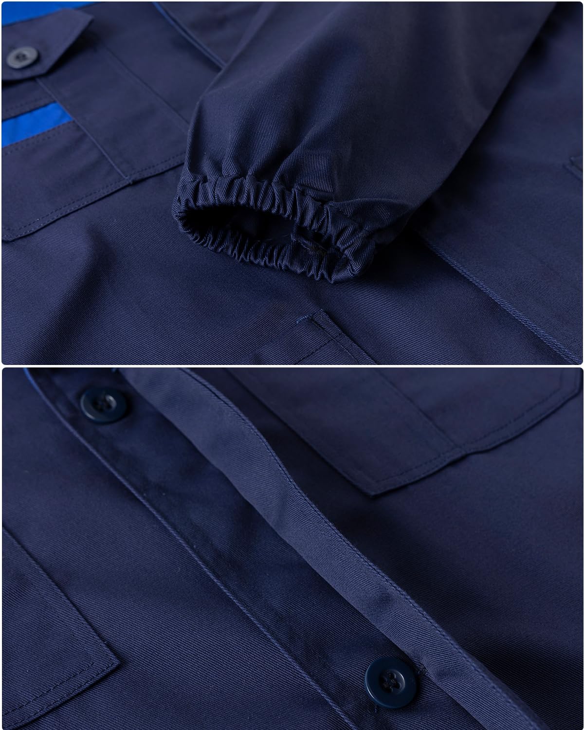 Homme Blouse de Travail Mecanique Veste de Travail de Jardinage Vêtements de Travail Blouse d'Atelier Chantier Bleu de Travail