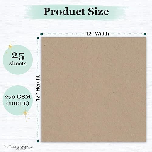 Miniatura 3 de Cardstock Warehouse Speckletone - Papel kraft 100% reciclado de alta calidad, 12 x 12 pulgadas, 100 libras, 9.52 ozm, 25 hojas