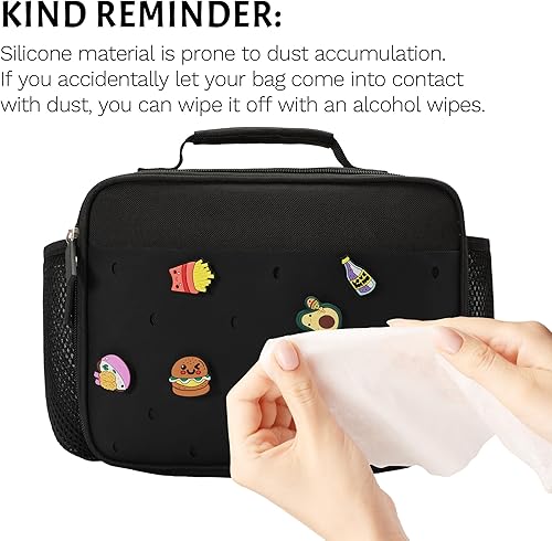 Miniatura 7 de Lonchera térmica para niños, bonita lonchera reutilizable para la escuela, picnic, regalos de cumpleaños para niños y niñas (negro)