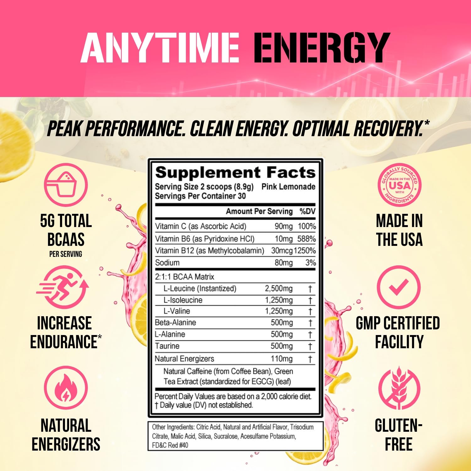 EVL BCAA Energy Amino Acids Powder with Natural Caffeine - Pink Lemonade — Amazon image 5