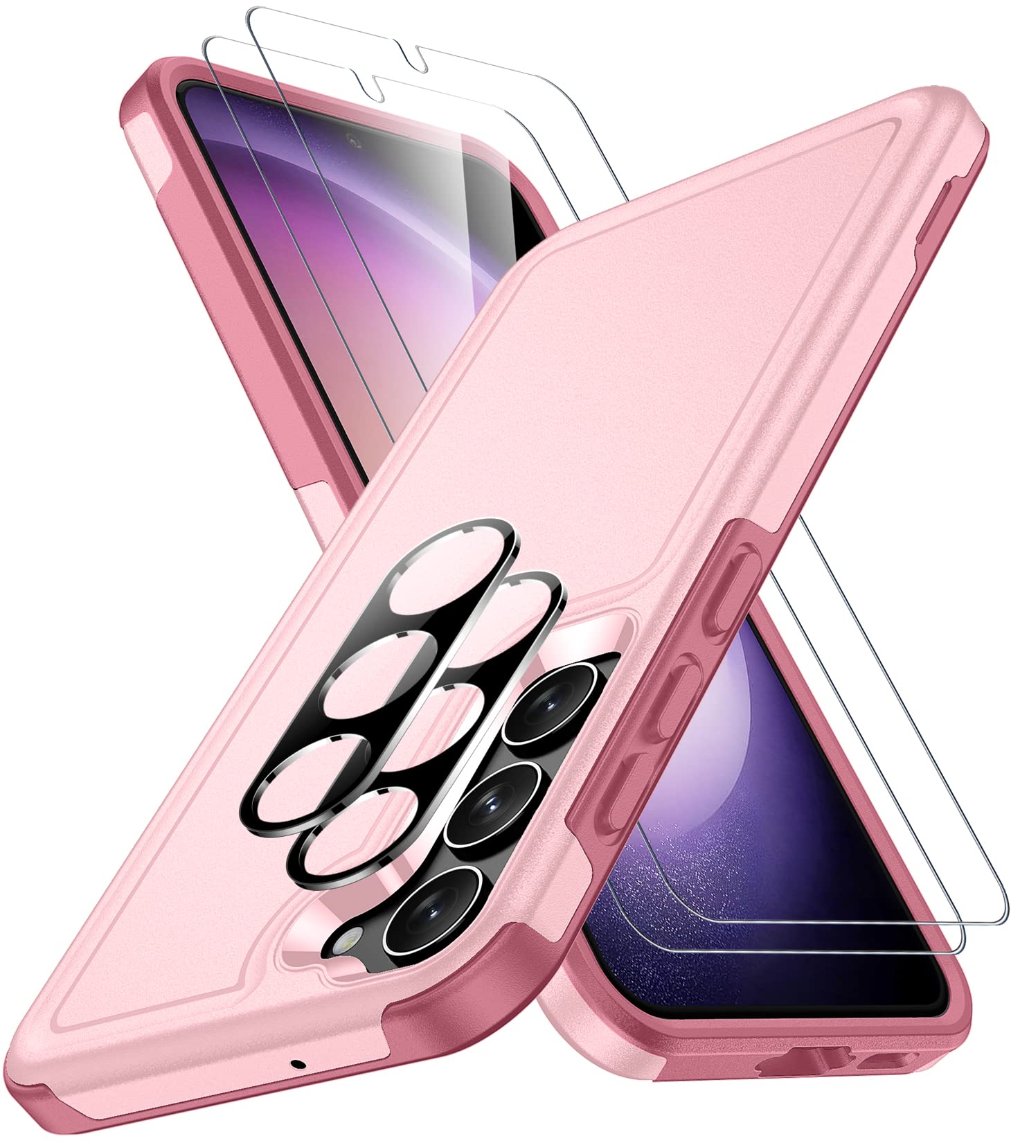 SPIDERCASE Designed for Samsung Galaxy S23 Case, [10 FT Military Grade Drop Protection], 2 Pack [Tempered Glass Screen Protector+Camera Lens Protector
