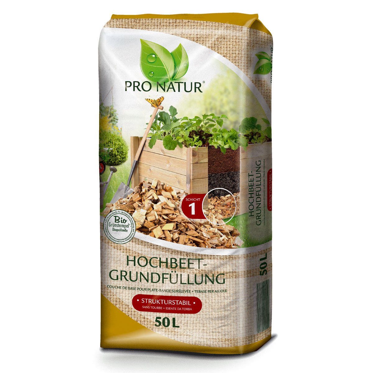 ProNatur Hochbeet Grundfüllung Erste Schicht Füllung Hochbeetfüllung Natur 50L