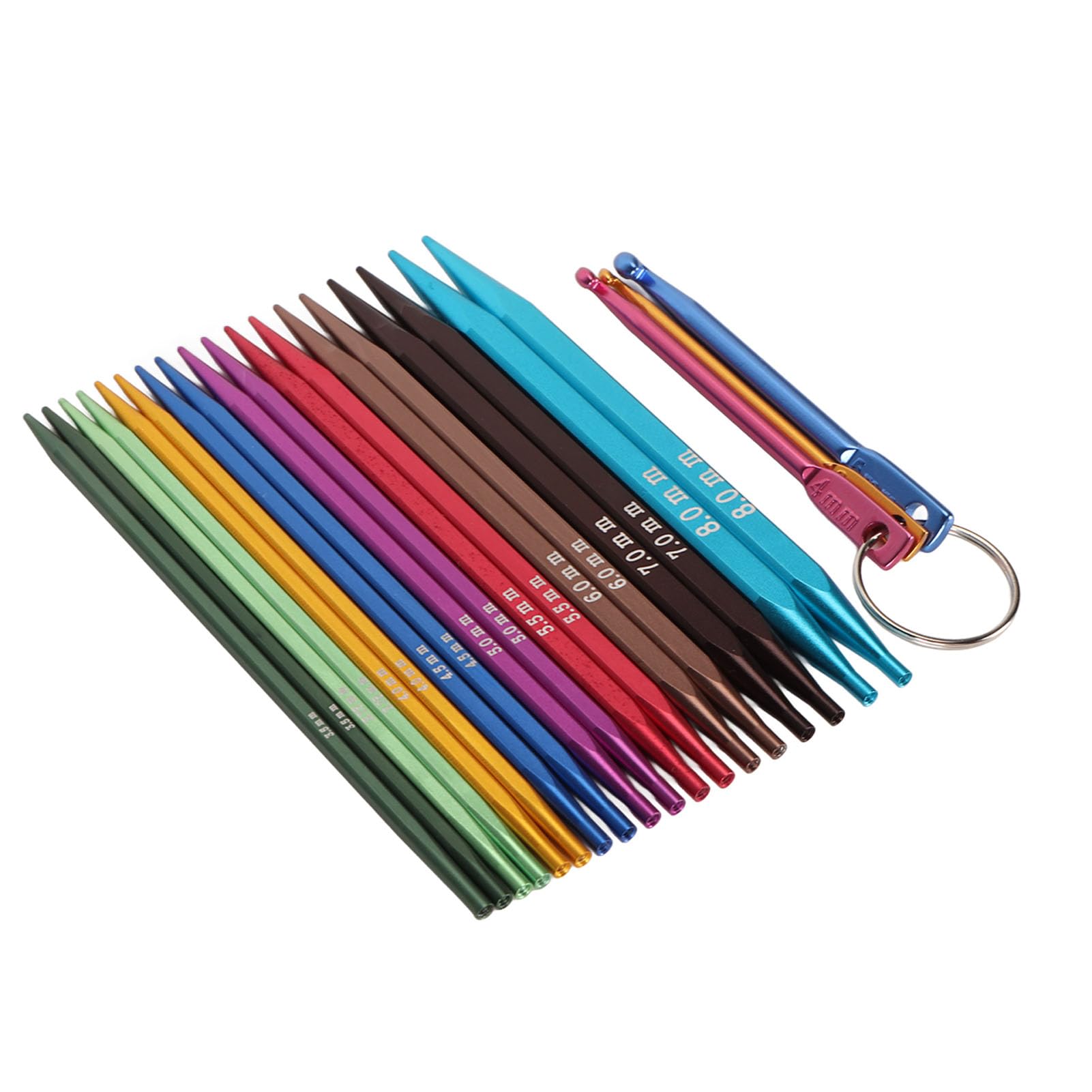 AMONIDA Juego de Agujas de Tejer Circulares Intercambiables, Accesorios Completos de Herramientas de Aluminio Ergonómicos y Duraderos para Tejer Fácilmente, 9 Pares